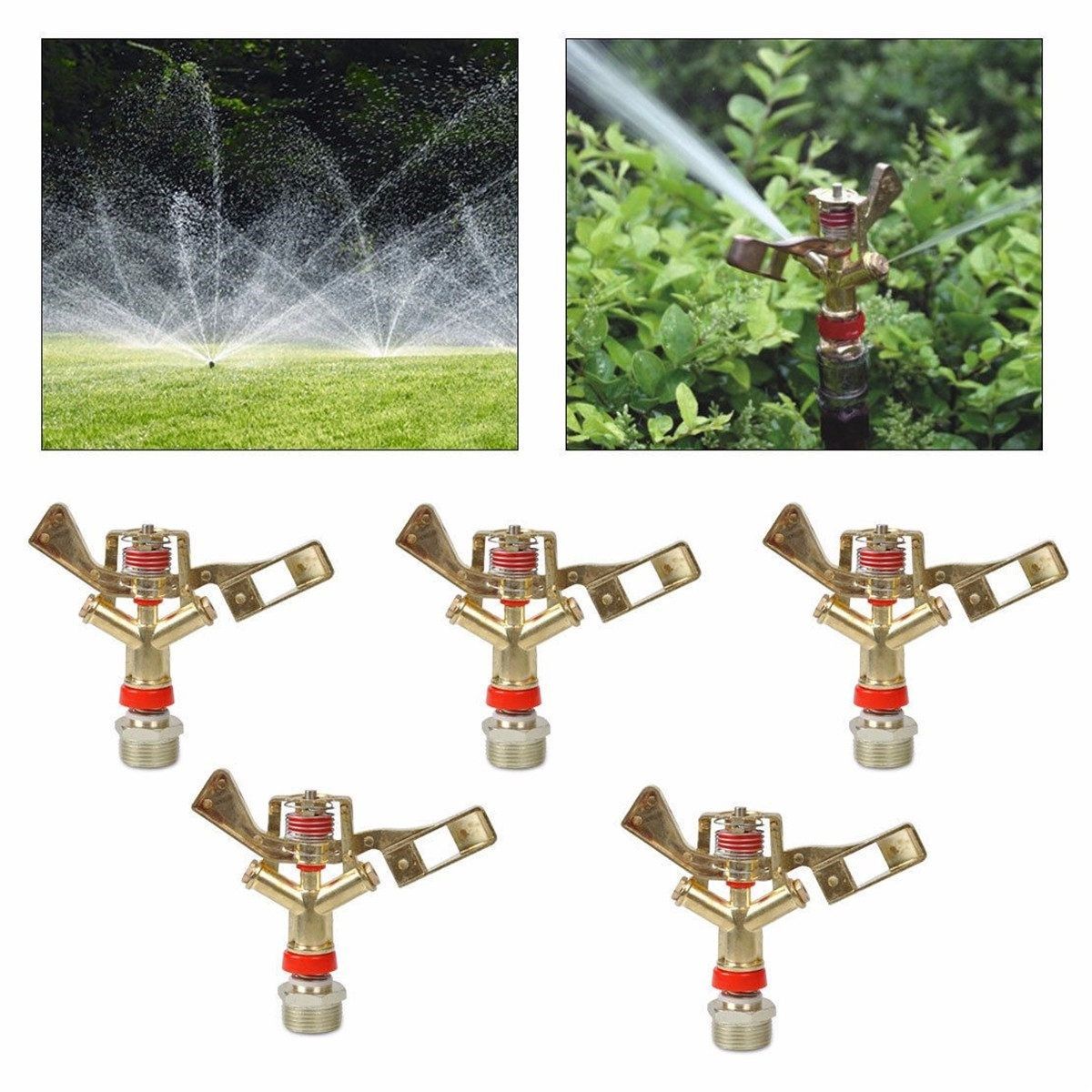 5Pcs 3/4 Inch Garden 360 Rotary Water Irrigation Sprinkler M