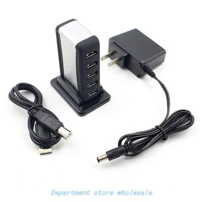 7 Port Hi-Speed 480 Mbps USB 2.0 Hub +Power Adapter for PC L