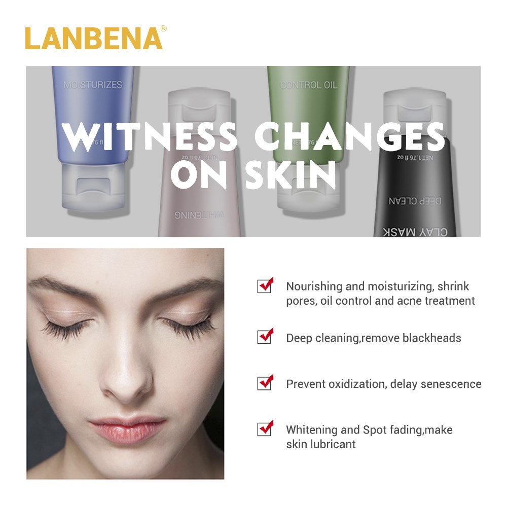 LANBENA Face Mask Mung Bean Clay Oil Control Deep Cleaning B