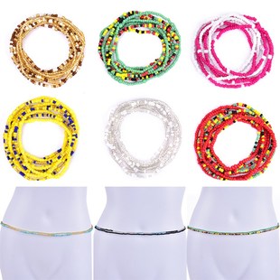 Double Row Beads Belly Waist Chains Bohemian Colorful Body C
