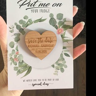 Custom Wedding Save the Date Magnets, Personalized Heart sha