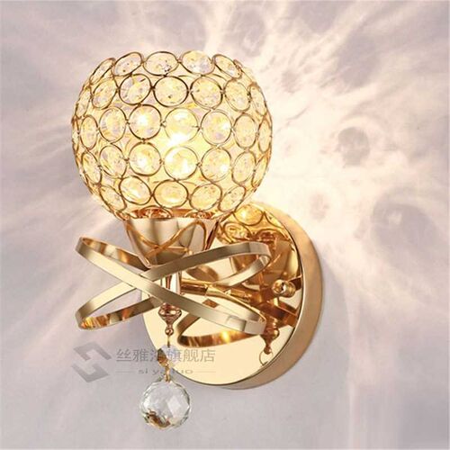 BEIADI Nordic Crystal Wall Lamp Golden Minimalist Mirror Fro