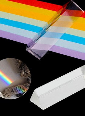 *Transparent Glass Prism Physics Teaching Refracted Light Sp