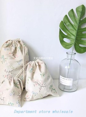 3pcs/set Handmade Cotton Linen Storage Package Bag Drawstrin