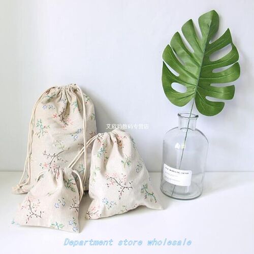 3pcs/set Handmade Cotton Linen Storage Package Bag Drawstrin