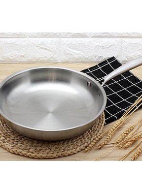 1pc 28CM Stainless Steel Frying Pan Uncoated Non-Stick Skill