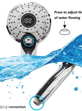 3 Color LED Shower Head Digital LCD Display Temperature Cont