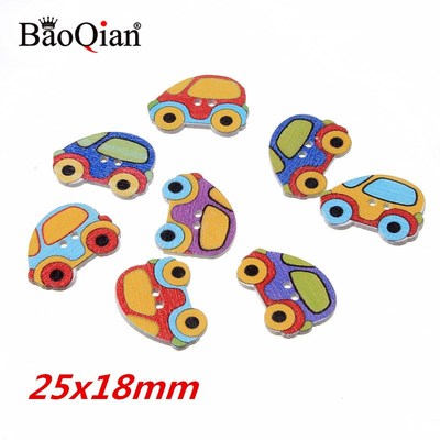 50Pcs Mixed Transportation Sewing Accessories Wooden Buttons