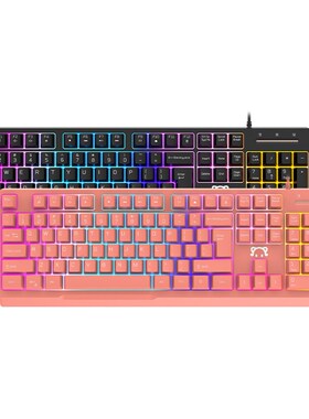 Girly Pink Mechanical Gaming Keyboard 104 Keys USB Wired Gam