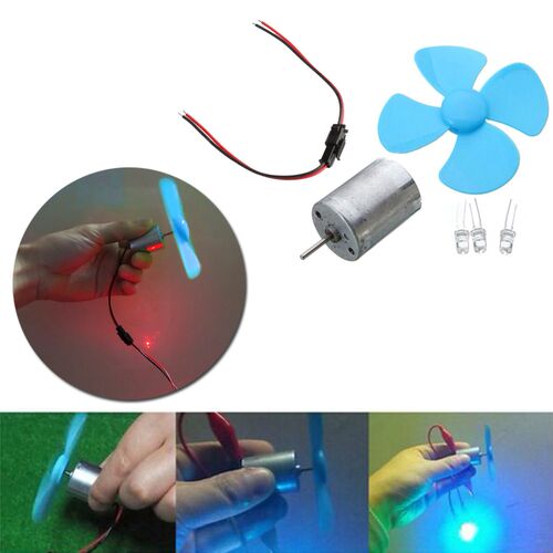 Micro Wind Turbines Generator Mini Motor With Blades LED DIY - 封面