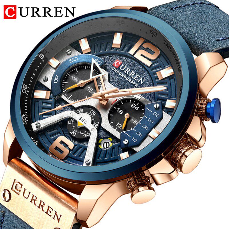 CURREN New Watch Men Chronograph Sport Quartz Clock Mens Wa