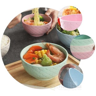 4pcs Wheat Straw Bowls Salad Bowl Food Serving Noodle Bowls