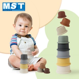 8PCS Baby Stacking Cup Funny Toys Color Rainbow Stacking Ri