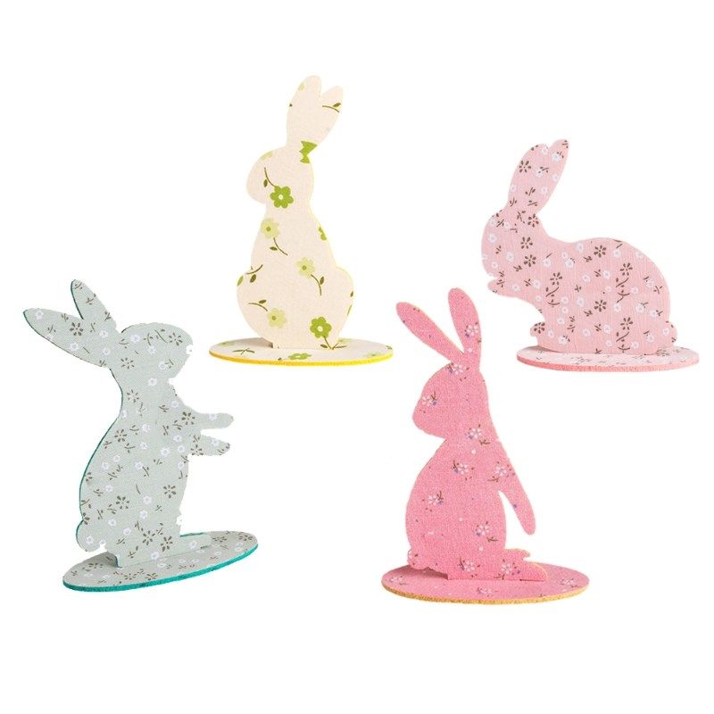 4pcs happy easter bunny table centerpiece multi-color felt r