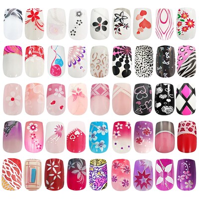 Short Press on Nails Fake Nails Full Cover Nails Tips Squar