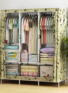 Double Cloth Wardrobe Fabric Steel Tube DIY Assembly Closet