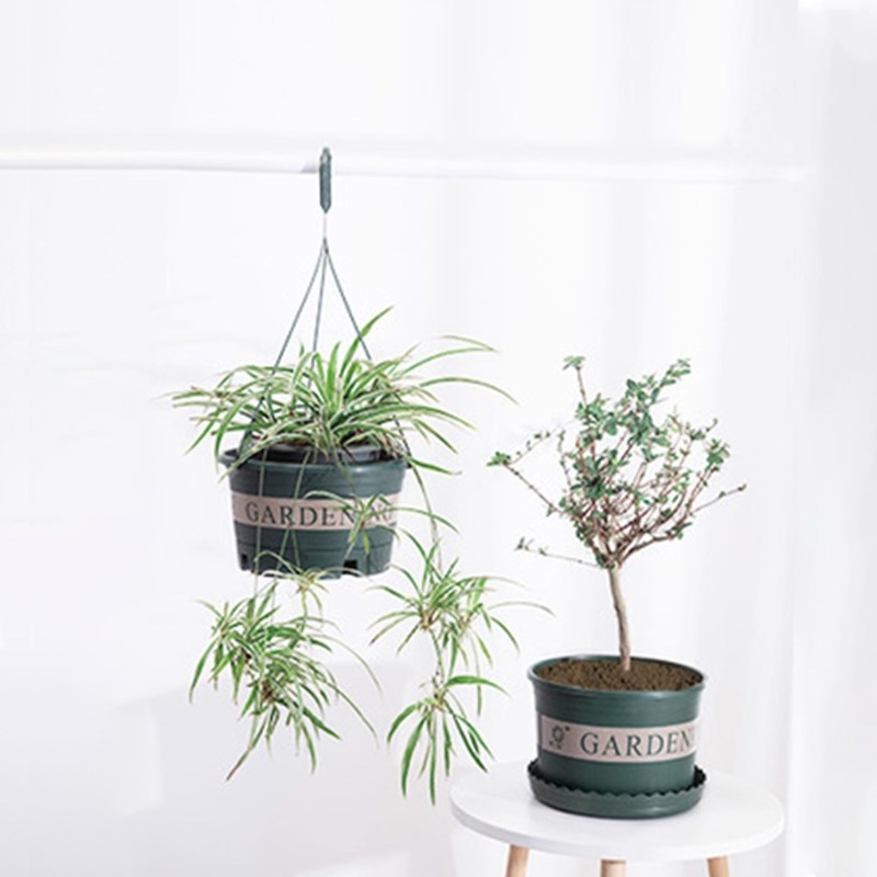 Plastic Round Flower Pot Hanging Planter Basket Home Garden