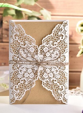 50pcs Wedding Invitation Cards Cut Party Invitations with  B