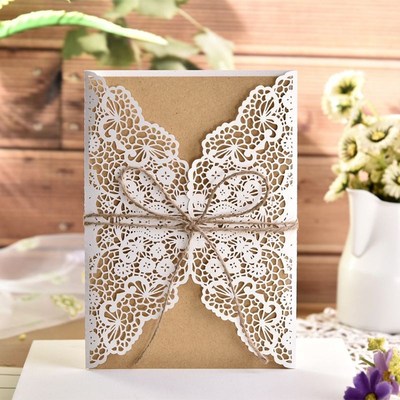 50pcs Wedding Invitation Cards Cut Party Invitations with  B