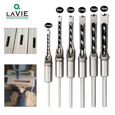 6PCS HSS wist Drill Bits Square Auger Mortising Chisel Drill
