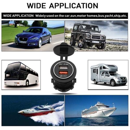 5V 2.4A QC3.0 Center console double USB charger +60cm line,