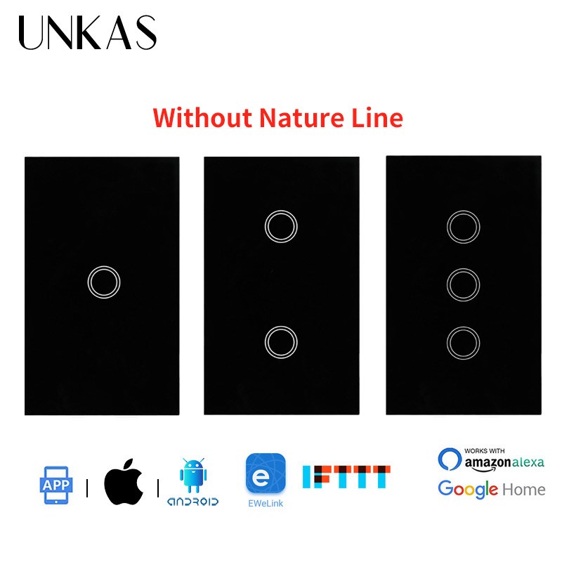 UNKAS US Standard 1/2/3 Gang WIFI Touch Switch Ewelink APP