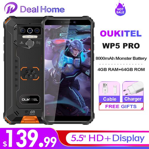 OUKITEL WP5 Pro IP68 Waterproof Smartphone 8000mAh Triple C