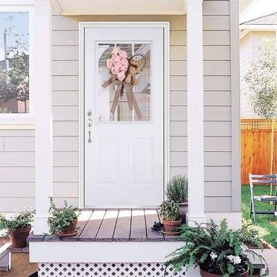 Artificial Flower Bear Roses Valentine's Day Wreath With Lig