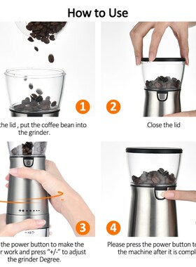 USB Electric Coffee Grinder Stainless Steel Adjustable Profe