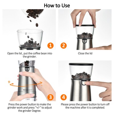 USB Electric Coffee Grinder Stainless Steel Adjustable Profe
