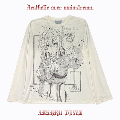 AT荒诞小镇 Violet Evergarden紫罗兰永恒花园印花水洗脏脏长袖