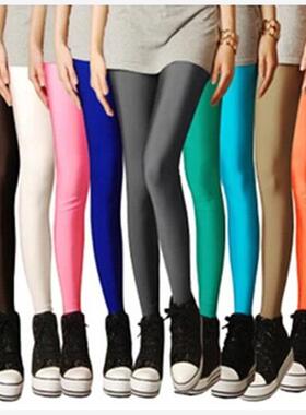 2025 Women Solid Color Fluorescent Shiny Long Pants Leggings