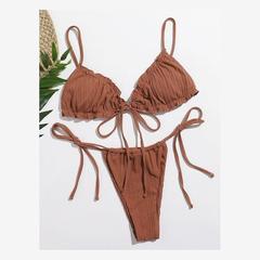 Women Solid Bikini Set Bandage Brazilian Two Piece Swimmsuit