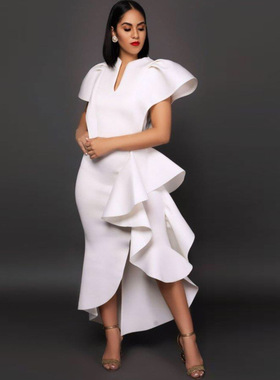 white dress European and American long skirt printed Africa