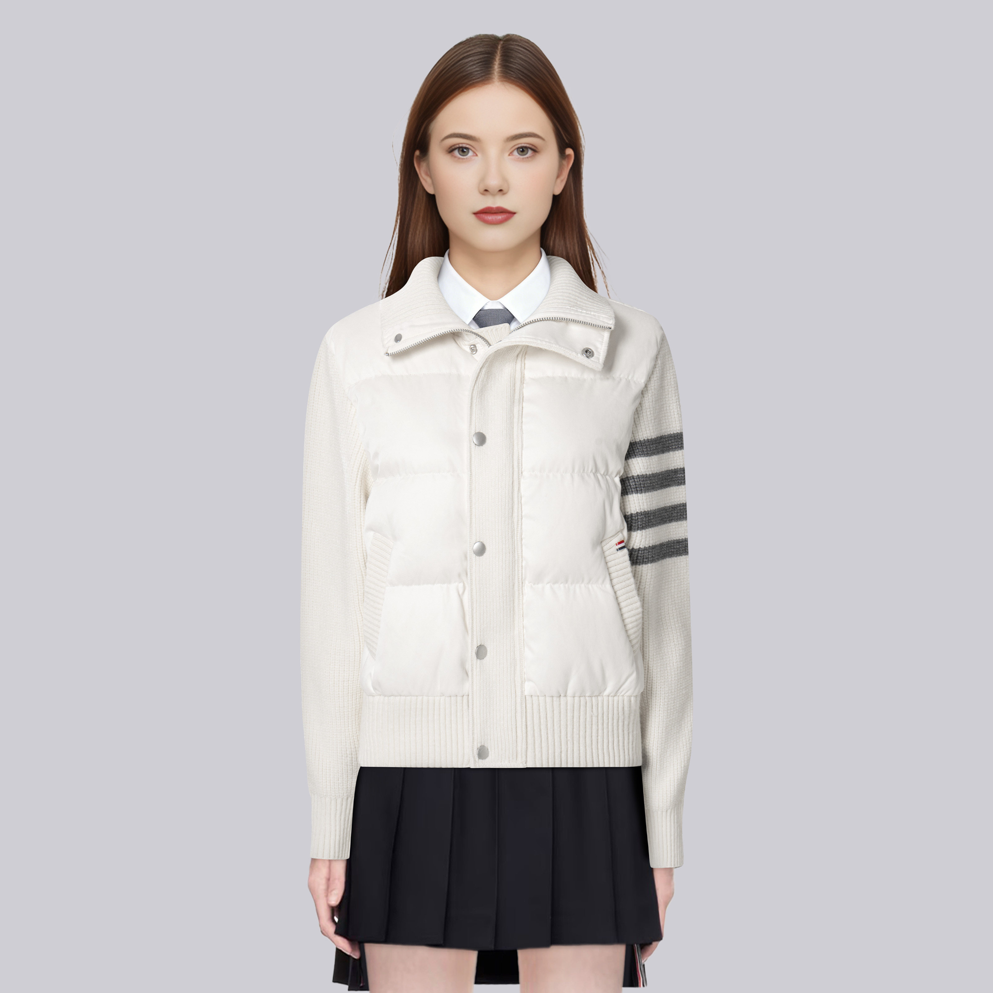 TB新款四杠针织拼接羽绒服女立领学院风显瘦保暖小众百搭短款外套,女装/女士精品,羽绒服,淘宝优惠券,粉丝福利购,淘宝优惠卷