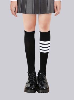 TB经典袜子学院风长袜运动吸汗防臭棉潮袜长筒袜tb灰色小腿袜jk袜