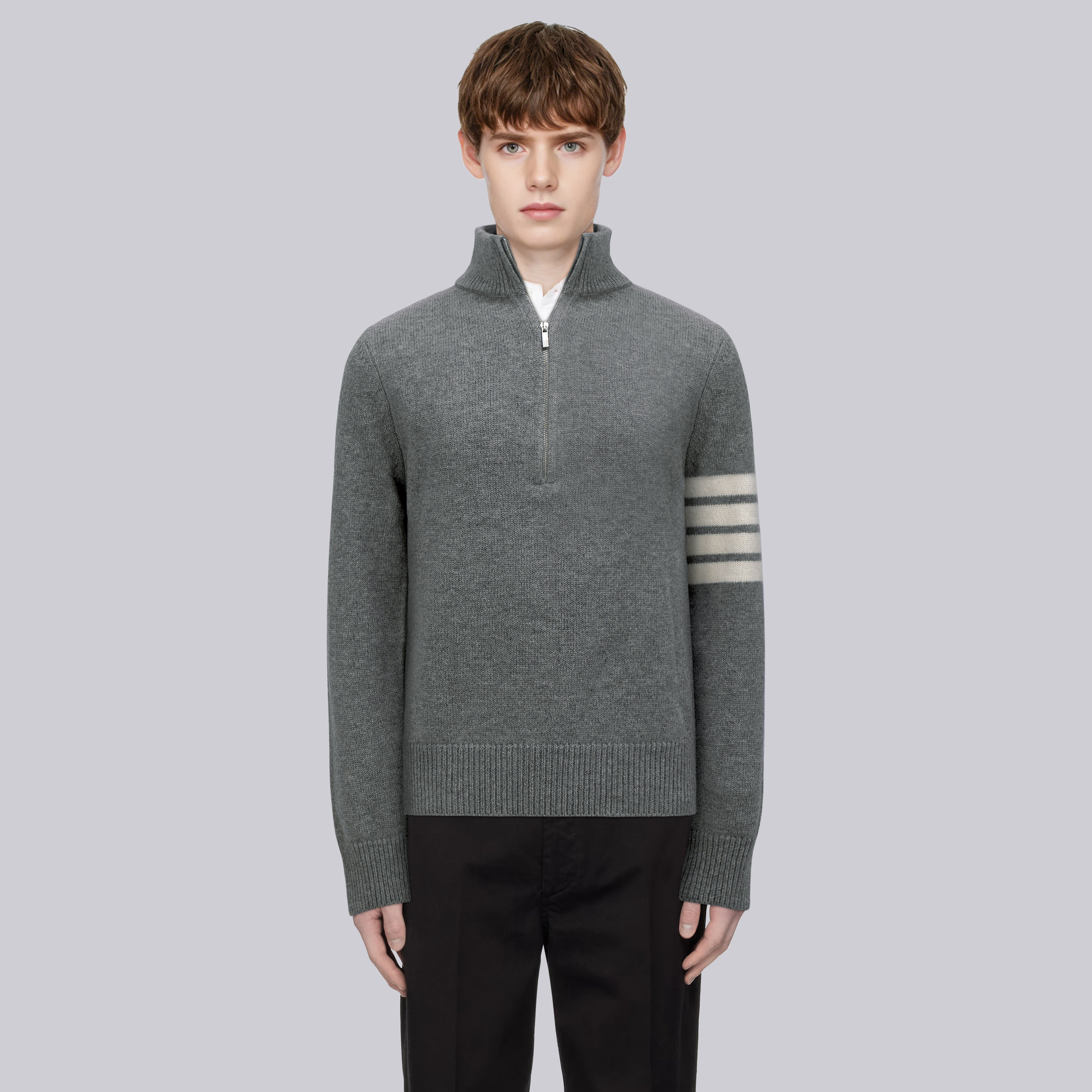 TB秋冬新款经典四道杠半拉链立领毛衣tb男女同款简约高级针织上衣,男装,针织衫/毛衣,淘宝优惠券,粉丝福利购,淘宝优惠卷