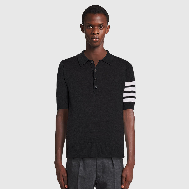 【官方正品】tb短袖男女同款情侣t恤纯色polo衫半袖翻领休闲四杠