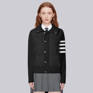 TB学院风冬季新款四杠针织拼接羽绒服女立领tb显瘦小众百搭款外套