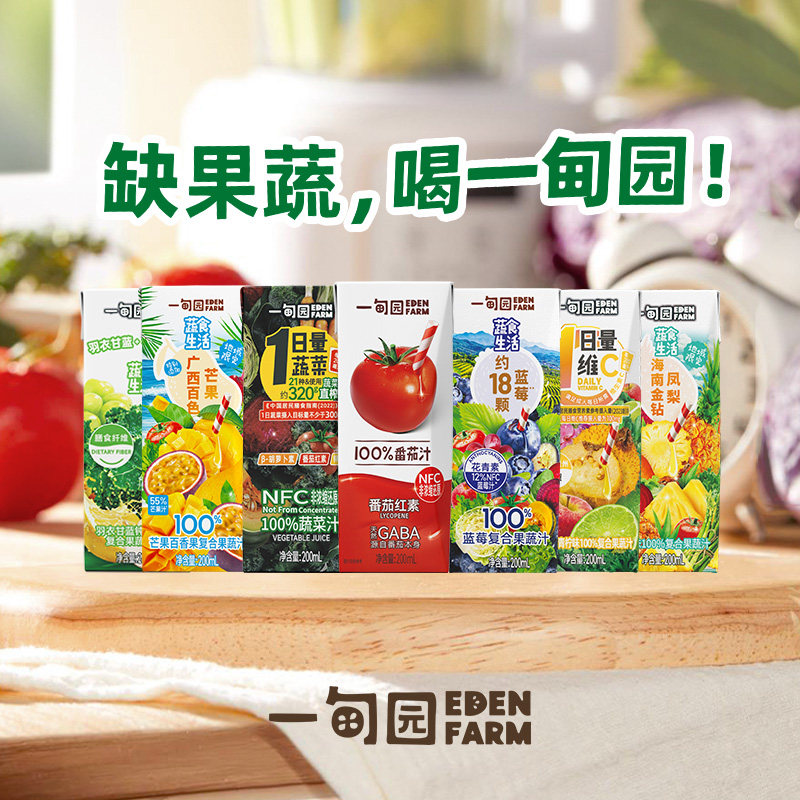 一甸园100%蔬菜汁 100%果蔬汁 轻松补蔬菜200mL*10盒w2 - 实物图