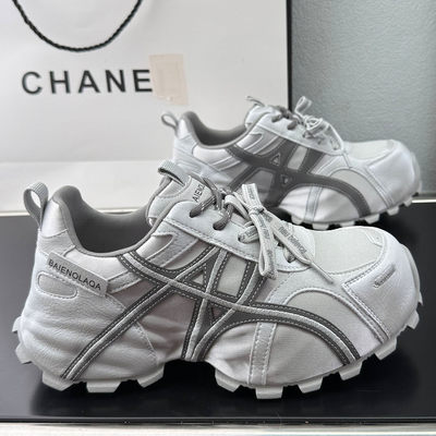 欧货时尚显脚小银色老爹鞋女2026春季增高厚底双鞋带休闲运动女鞋