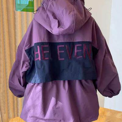 2025春秋大码欧货设计感拼色二棉夹克冲锋衣休闲宽松夹棉风衣外套