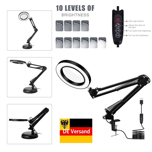 Flexible Arm Professional 5X Magnifier Lamp SB LED Magnifyin