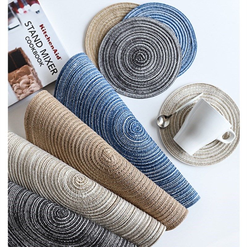 ins nordic round placemat weave table mats ramie insulation