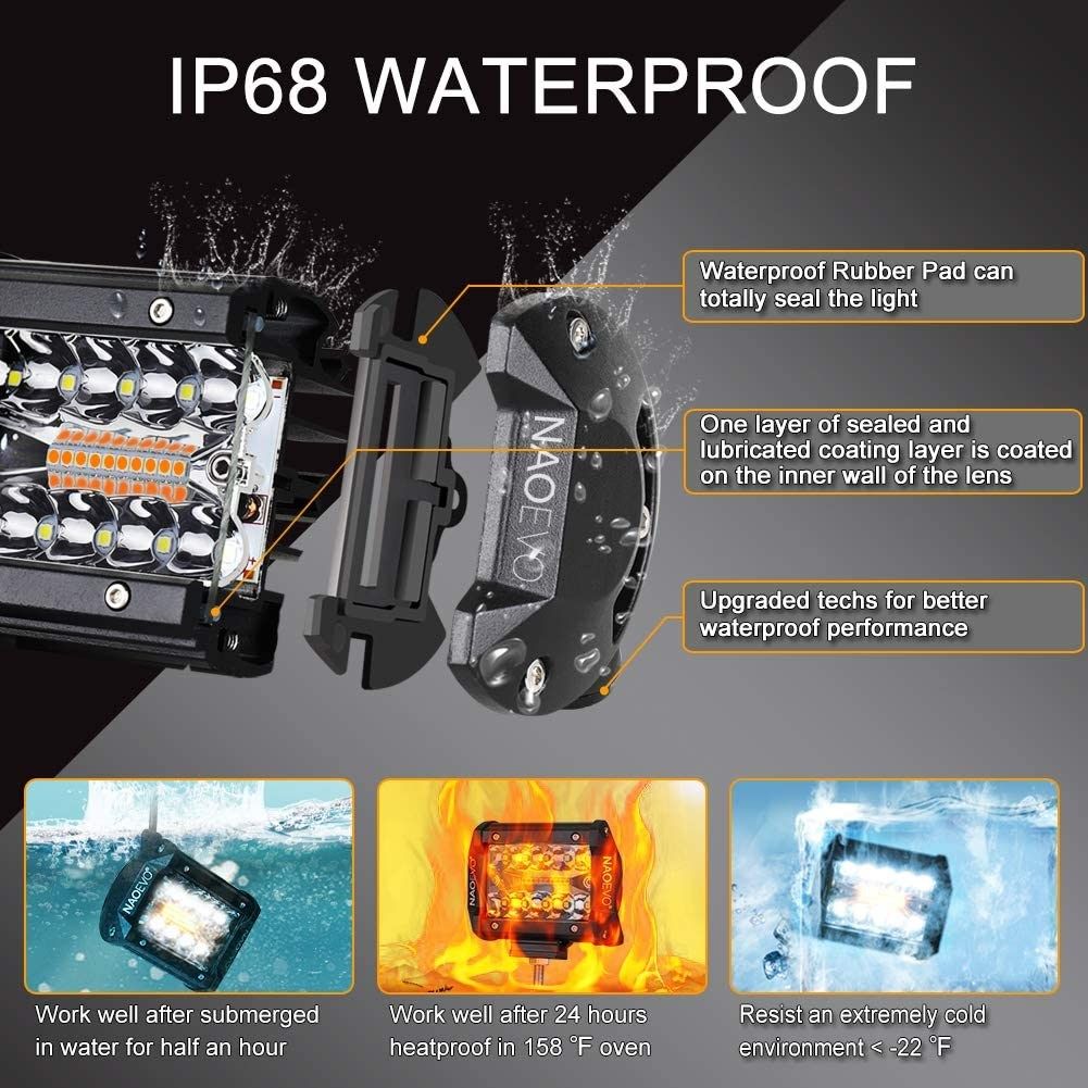 Led Light Bar 12v 24v Strobe Dual Color 6 Mode Led Spot Floo