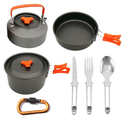 1 Set Portable Camping Cookware Kit Outdoor Picnic Hiking Co