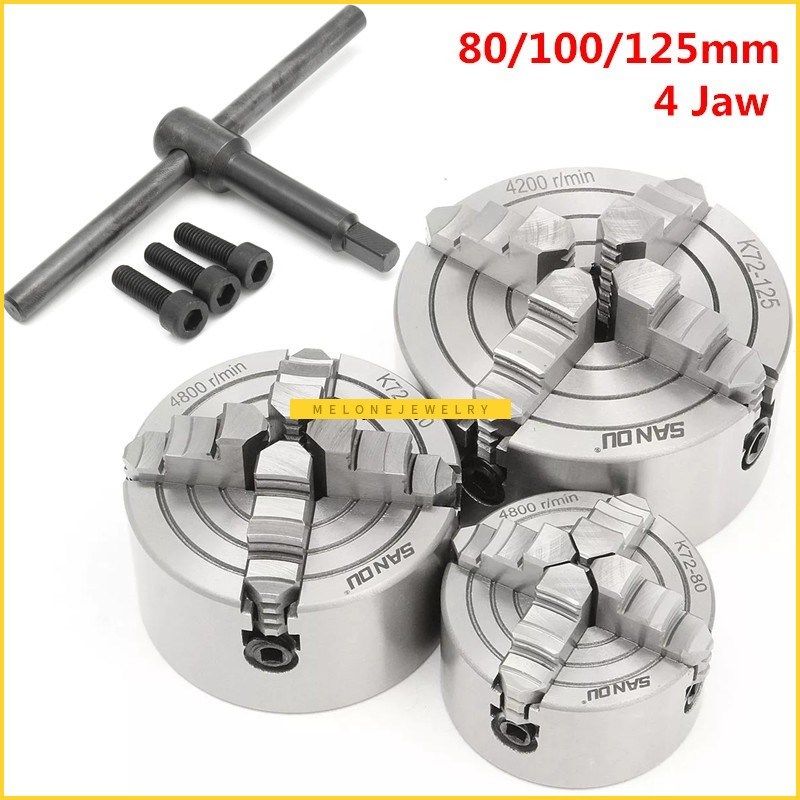 k72 80/100/125mm 4 jaws lathe chuck independent hardened rev