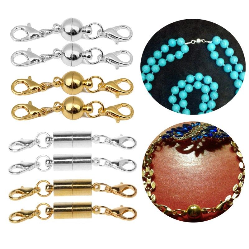 5Pcs/Lot Metal Strong Magnetic Clasps With Lobster Clasp For