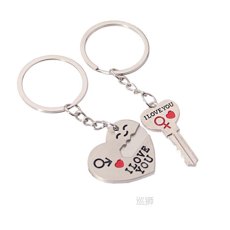 keychain couple accessories key ring love heart 1 pair i lov