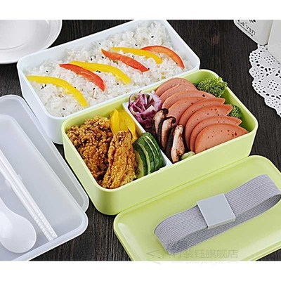 3 Colors 1000ml Double Layer Lunch Box Food Storage Containe